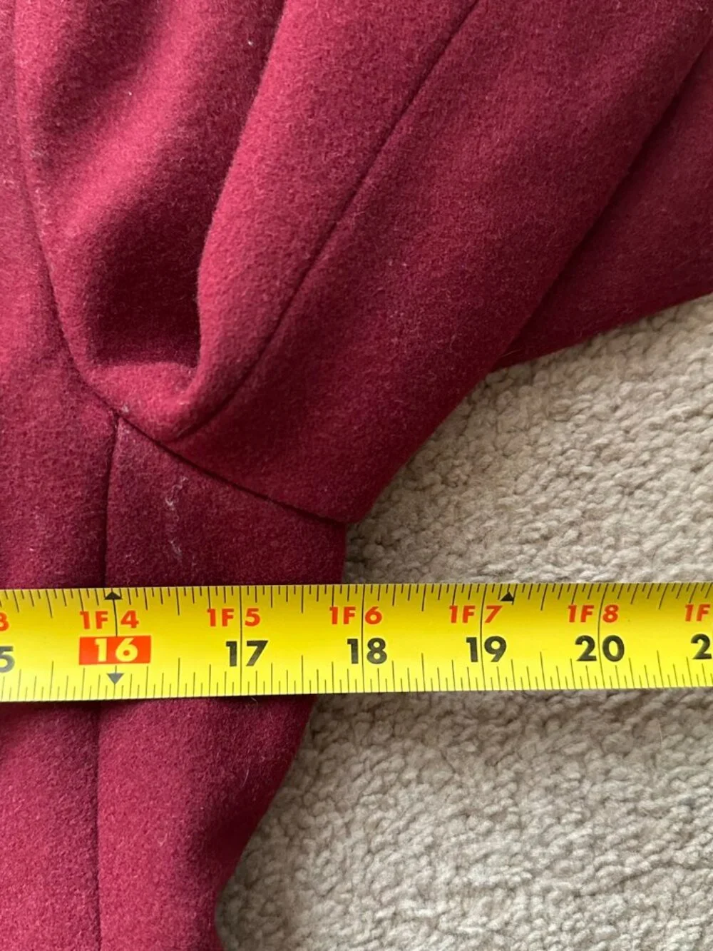 J Crew Coat Womens 6 Long Wool Blend Collared Button Close Red Pockets - Picture 10 of 14